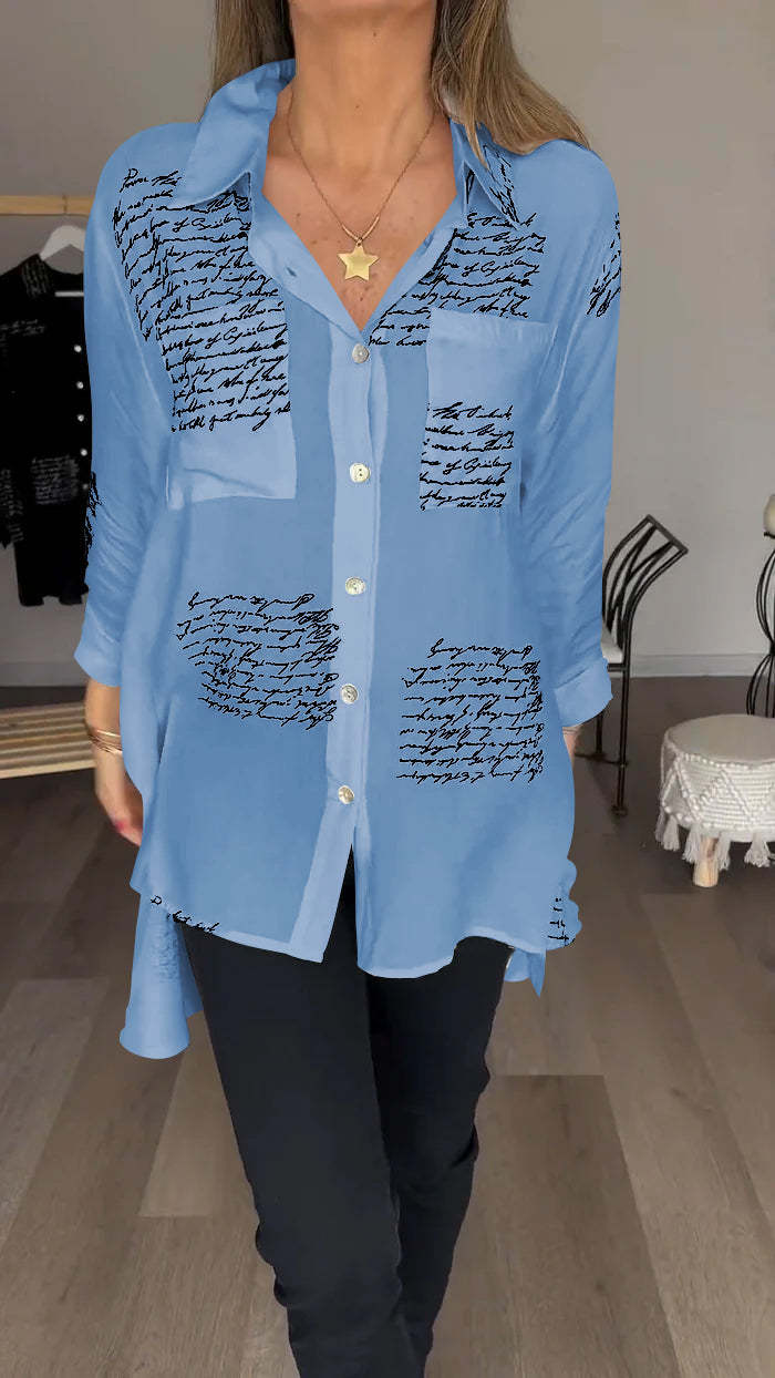 ❤️Mother's Day Sale 60% OFF❤️Letter Print Fashion Lapel Shirt