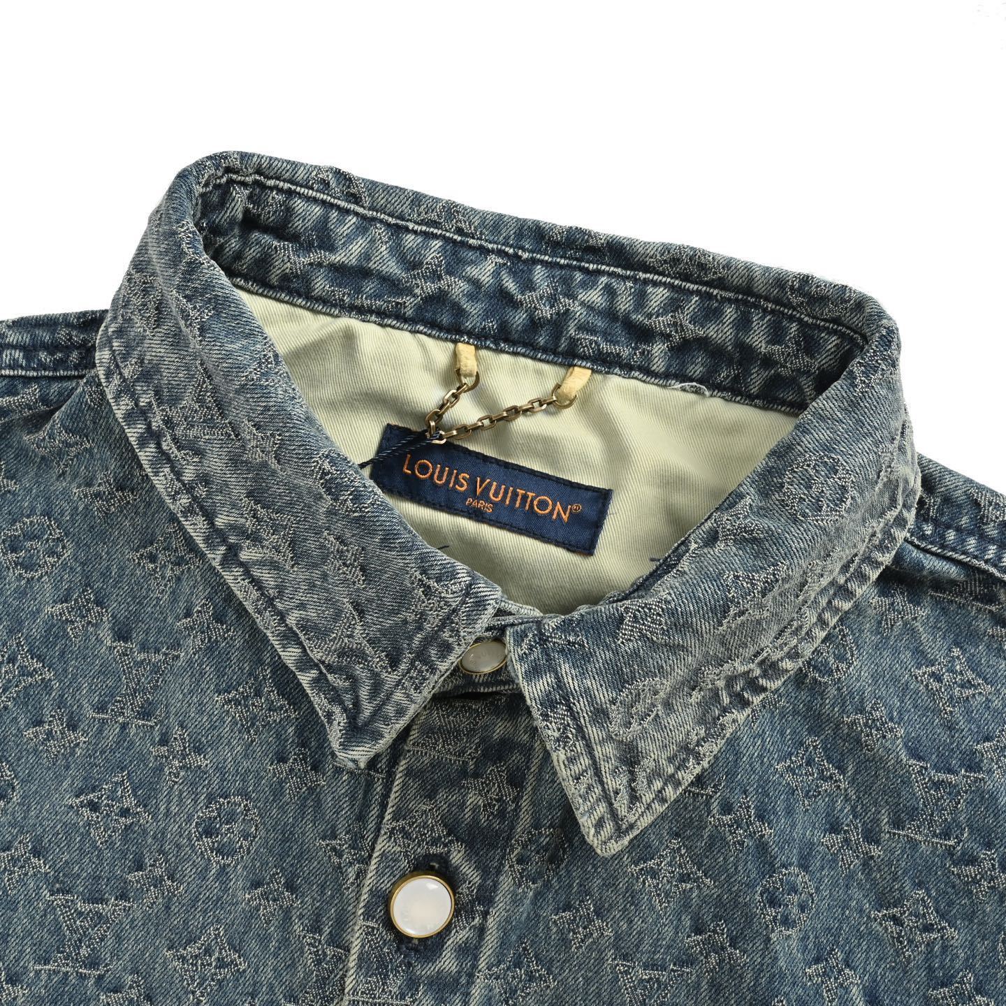 Louis Vuitton 25ss all-over monogram jacquard suit denim short-sleeved shirt