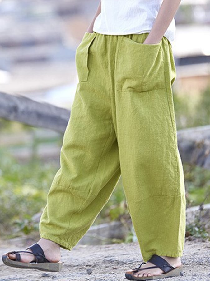 Women's Cotton Linen Casual Loose Trousers