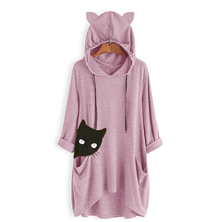 Bluza z długim rękawem z kapturem Top damski