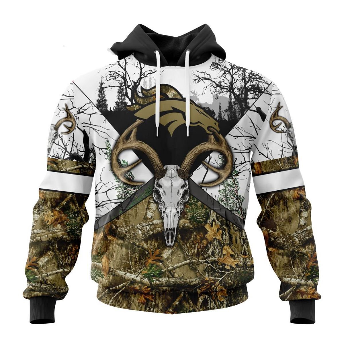 DENVER BRONCOS DEER SKULL AND FOREST 3D HOODIE