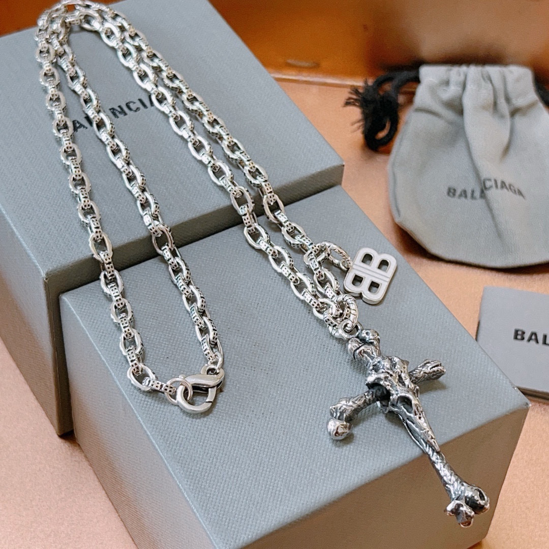 Balenciaga Bone Cross Vintage Necklace