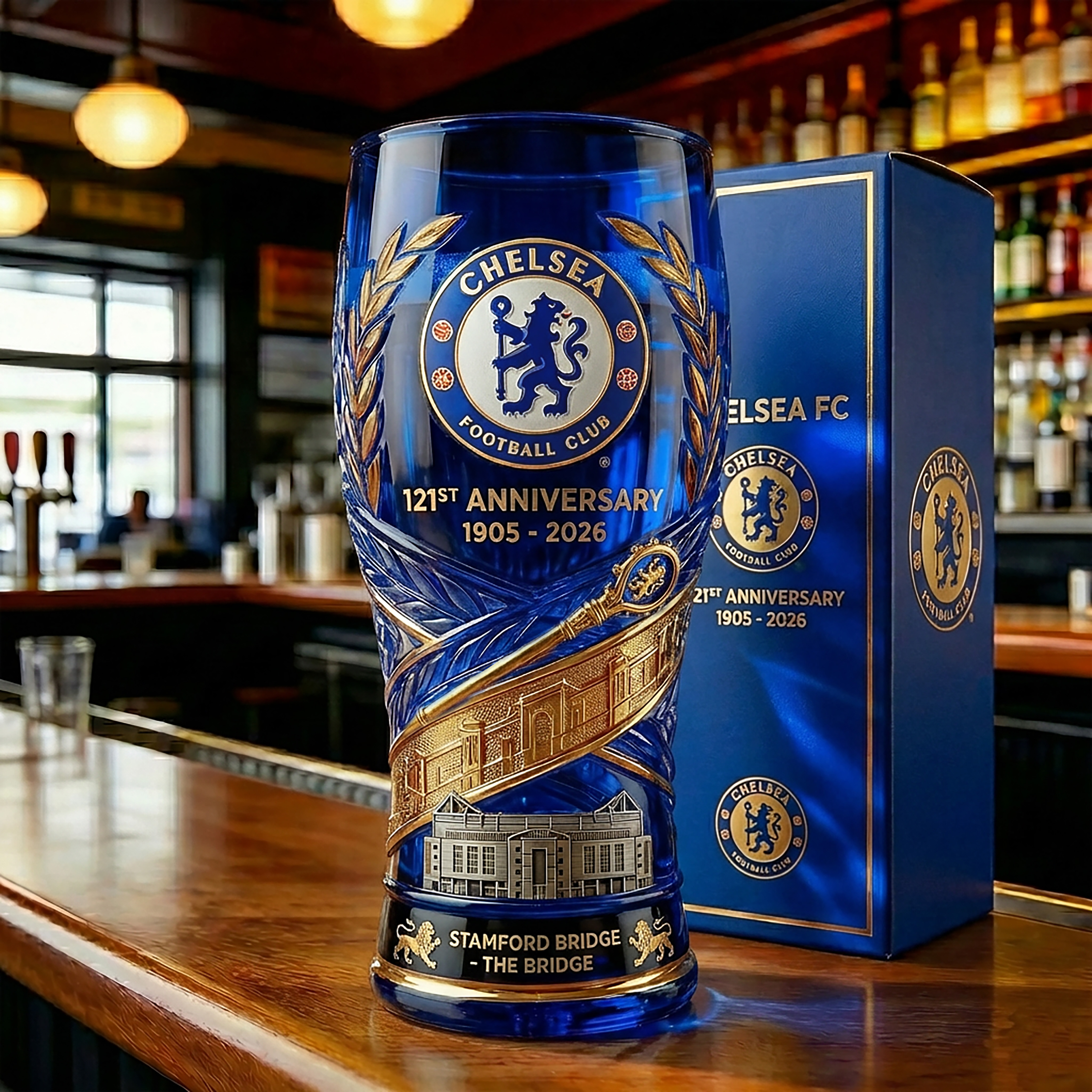 Chelsea FC 121st Anniversary Commemorative Glass