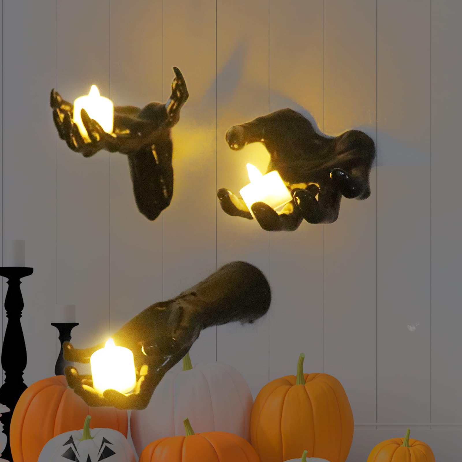 💥ON SALE💥3 Pack Wall-Mounted Creepy Reaching Hands Candle Holders🕸️🖤