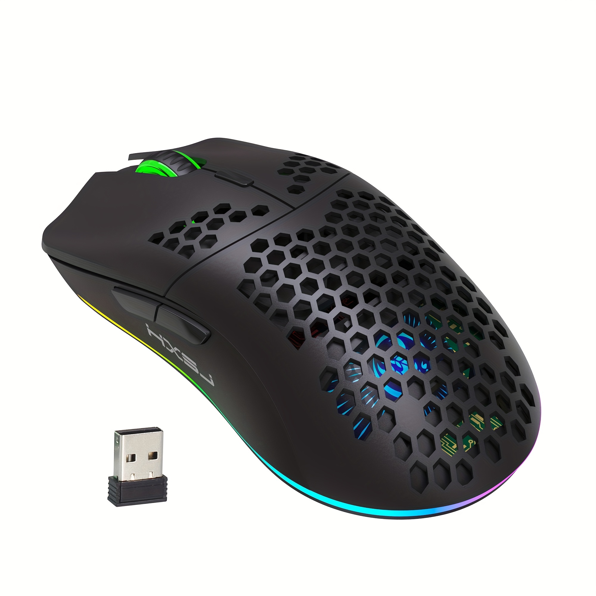 RGB Wireless Gaming Mouse,Ultra-Lightweight Honeycomb Shell Mice With 2.4G Wireless Rechargeable,RGB Spectrum Backlit,7 Buttons,3200DPI,Ergonomic Long Battery Life For PC,PS4 Gamers