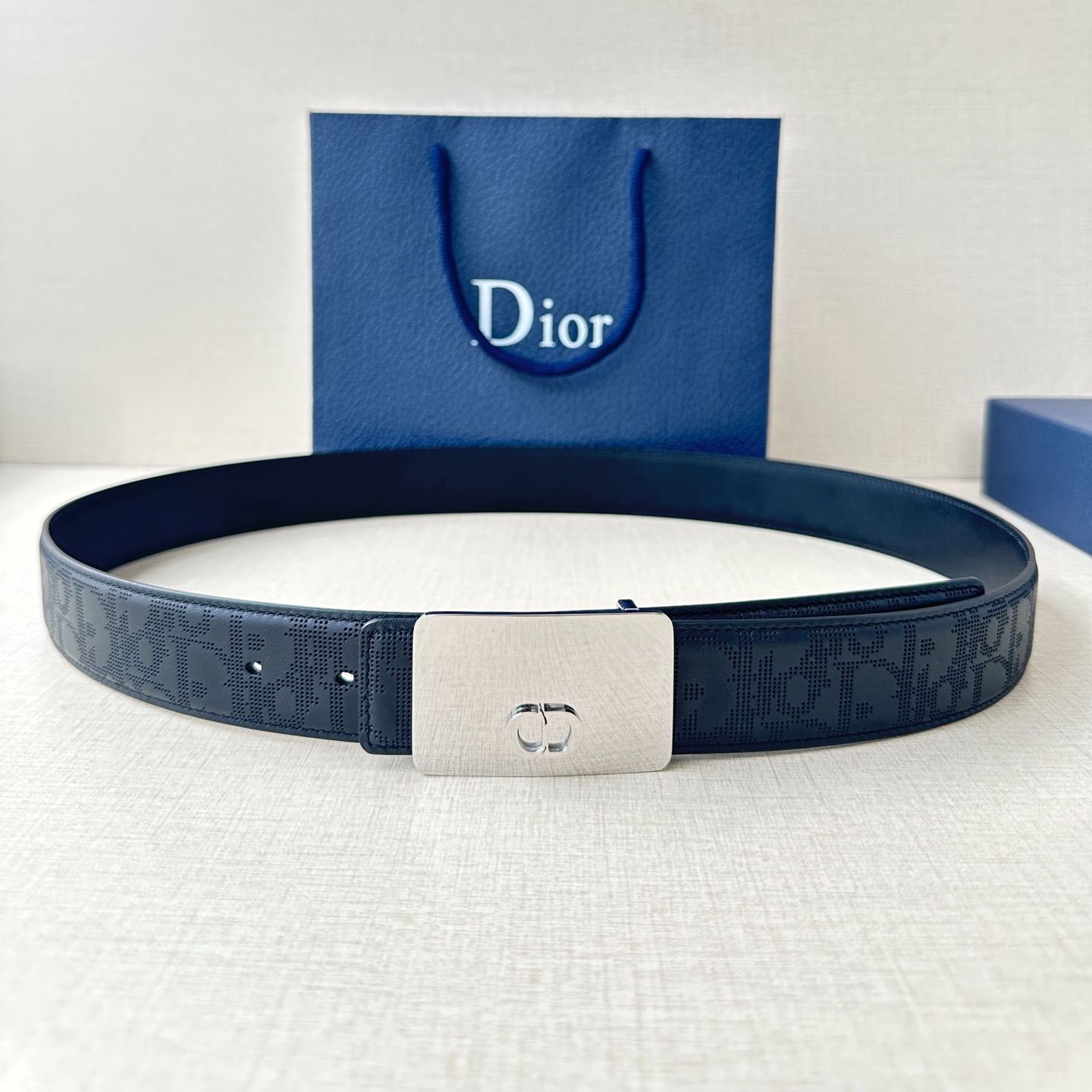 Dior square buckle leather belt 3.5CM wide
