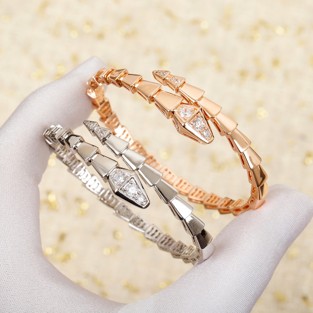 Bulgari head and tail diamond elastic snake bracelet