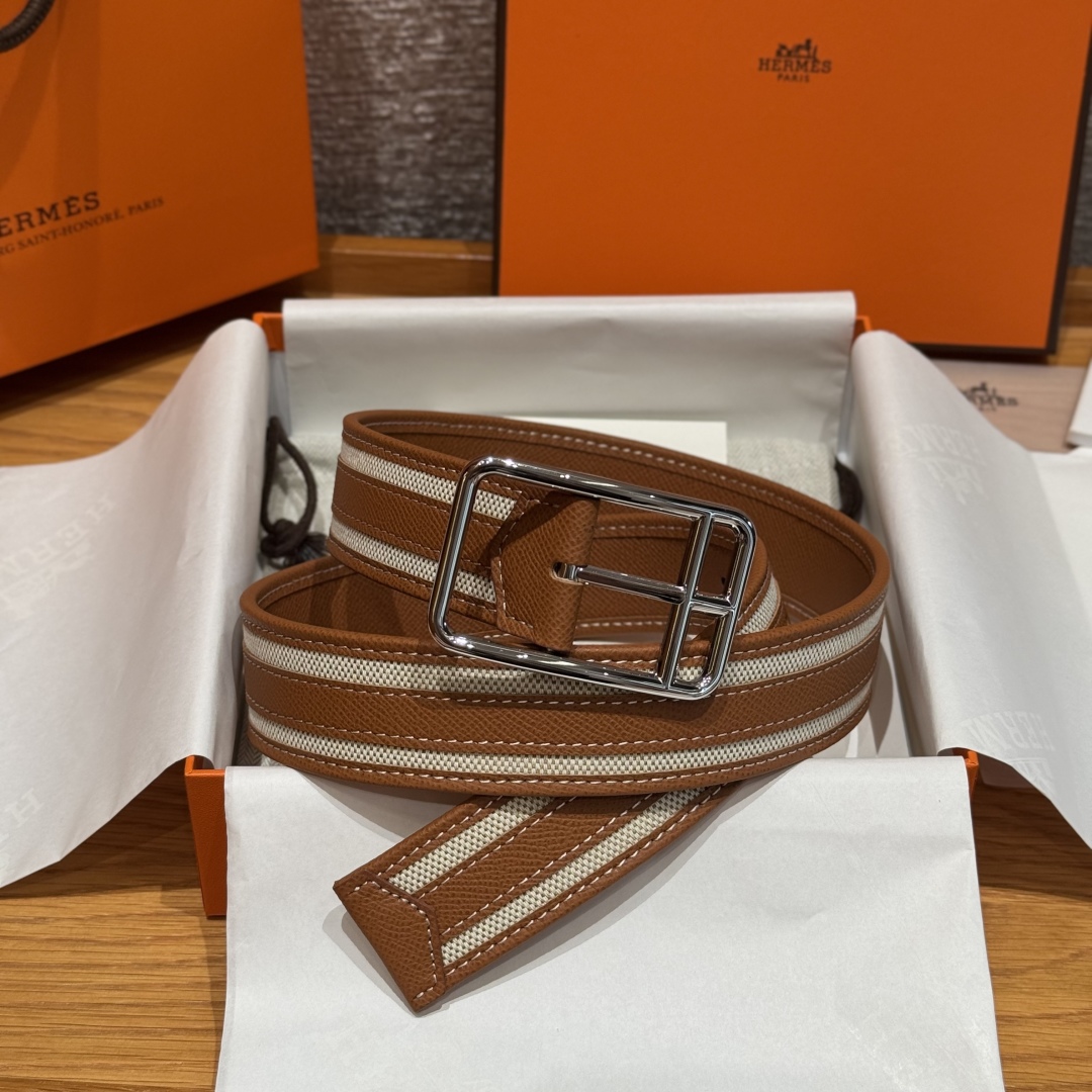 Hermès Half Cod Riviera double-faced leather belt, 3.8cm wide
