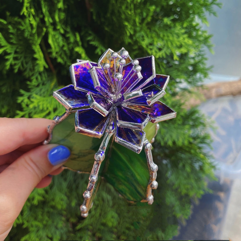 🌵🌈 Handmade Stained Glass Cactus Flower