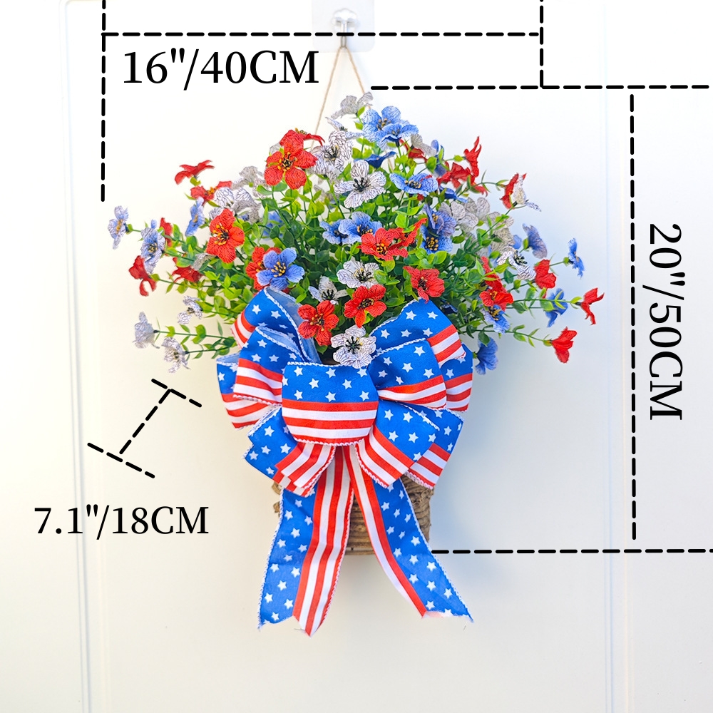 2024 American Flag Flower Basket Front Door Decoration - 20