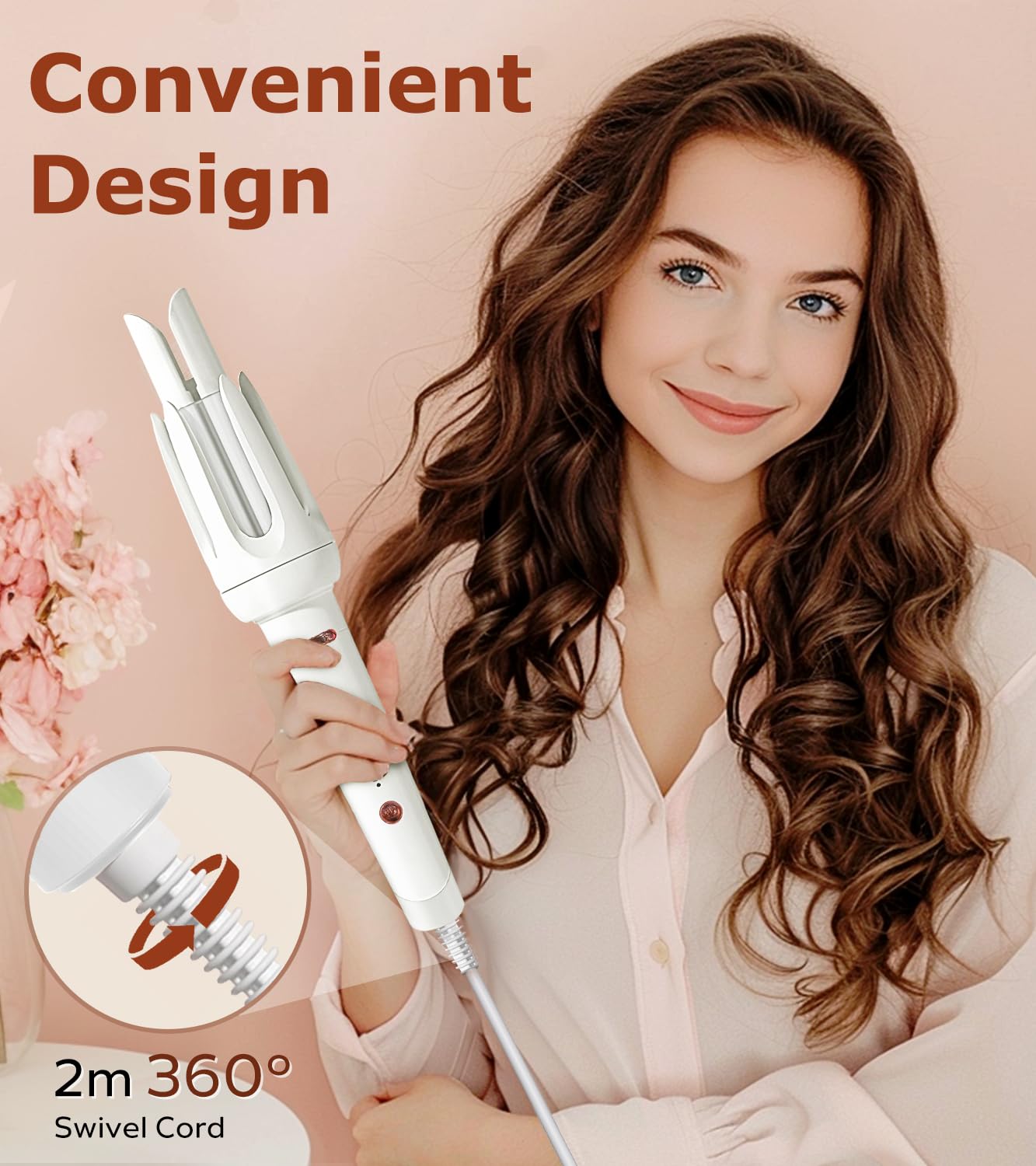 Automatic Curling Iron with 4 Temperature & 3 Timer, Automatic Shut-Off, Anti-Scald