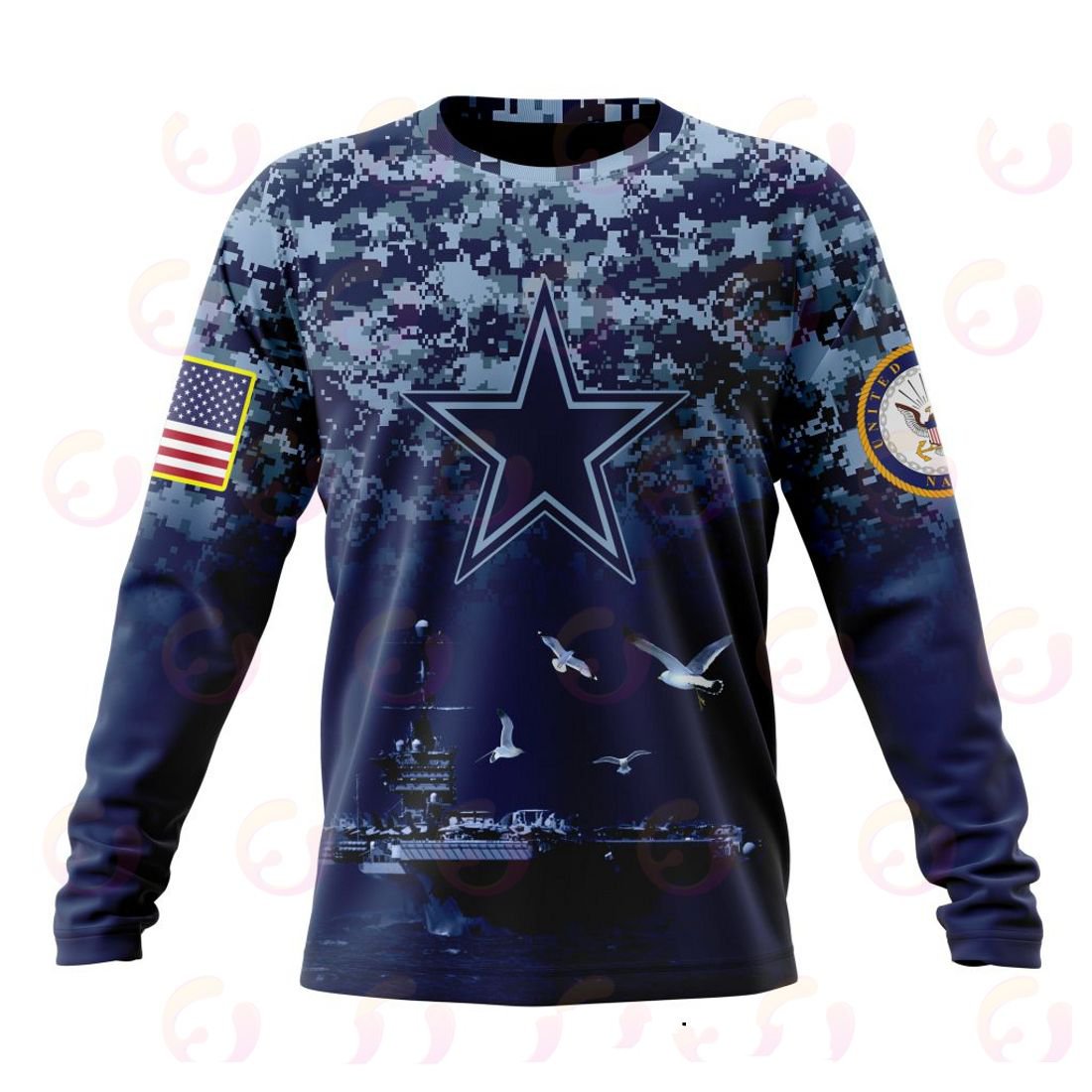 DALLAS COWBOYS 3D HOODIE HONOR US NAVY VETERANS