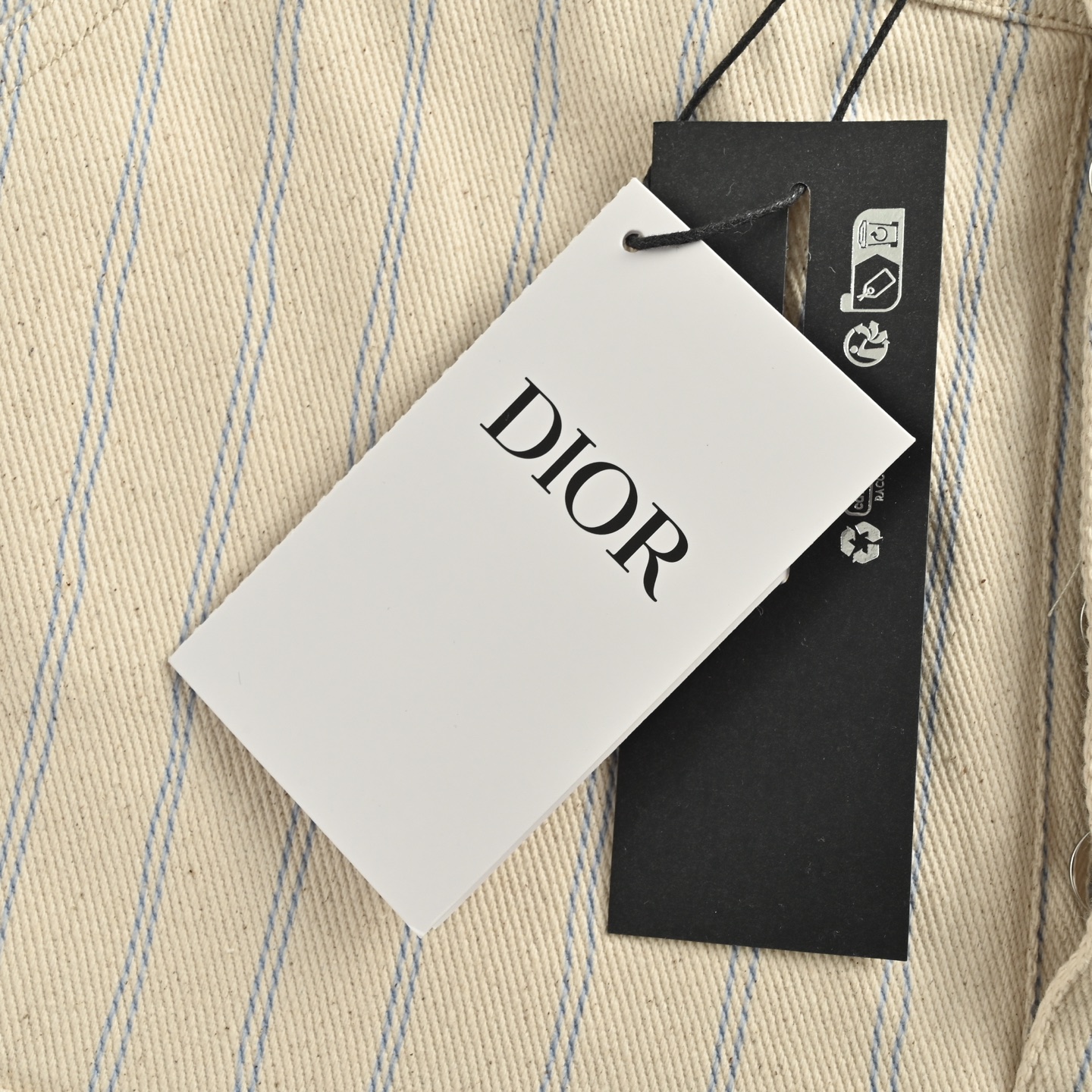 Dior 25ss embroidered lettering striped denim shorts