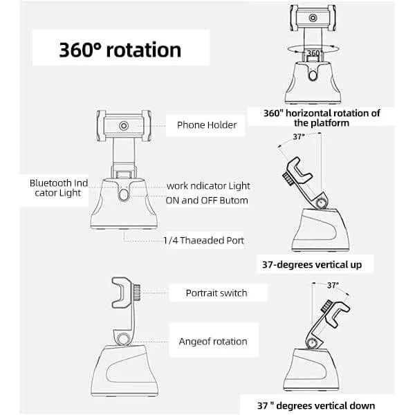 (🔥Last Day Promotion-SAVE 50% OFF)🎥360° Auto Tracking Smart Phone Holder-BUY 2 GET 10% OFF & FREE SHIPPING！