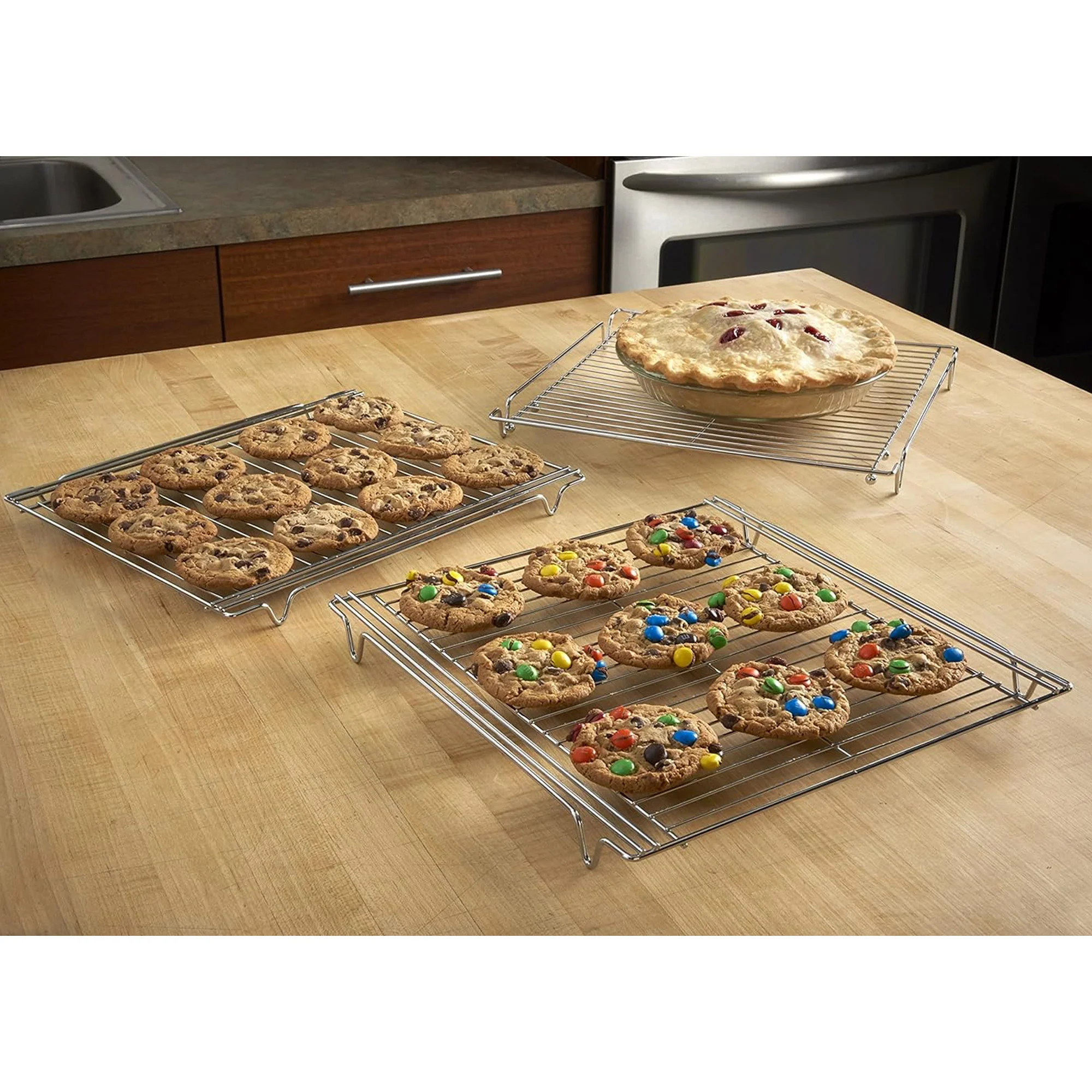 Nifty 3 in 1 Expandable Cooling Rack, Non-Stick, Dishwasher Safe, Chrome, 14x1.5x13.75 - 35 Inches