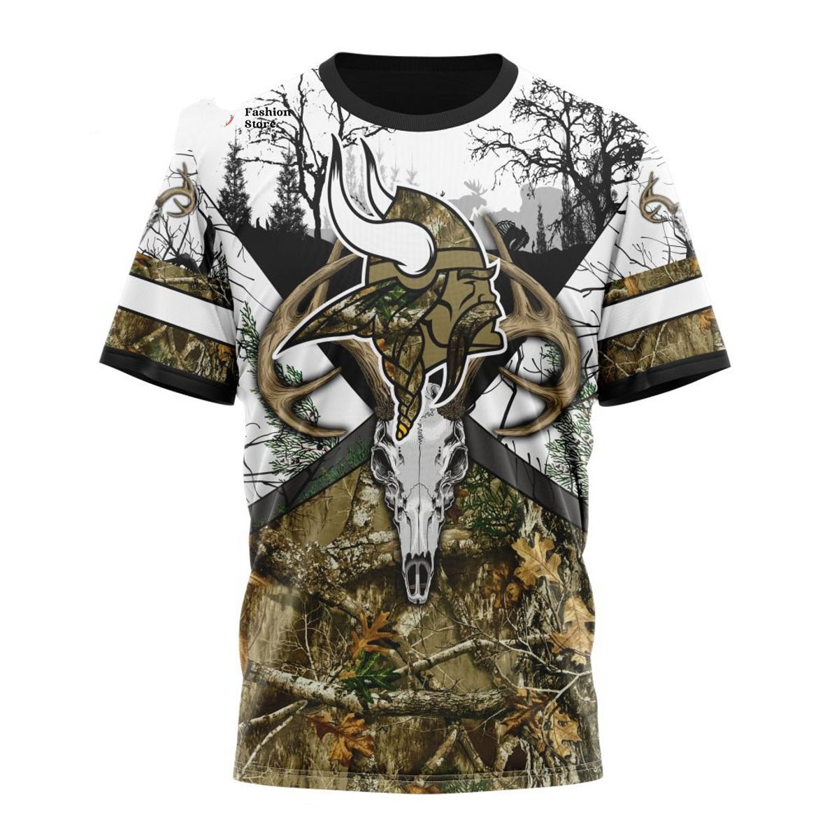 MINNESOTA VIKINGS DEER SKULL AND FOREST 3D HOODIE