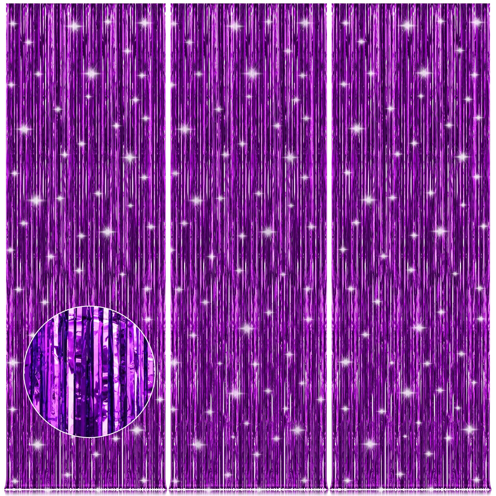 Party Streamers 3 Pack Metallic Tinsel Foil Fringe Curtains 3.2ft x 8.2ft Party Decorations