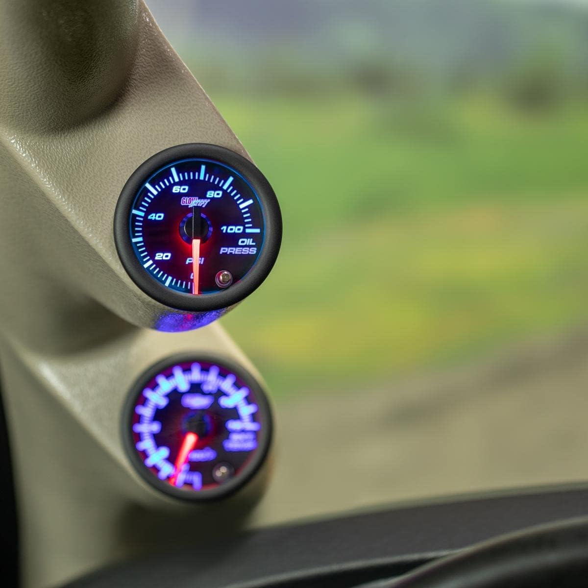 GlowShift Tinted 7 Color 100 PSI Oil Pressure Gauge Kit