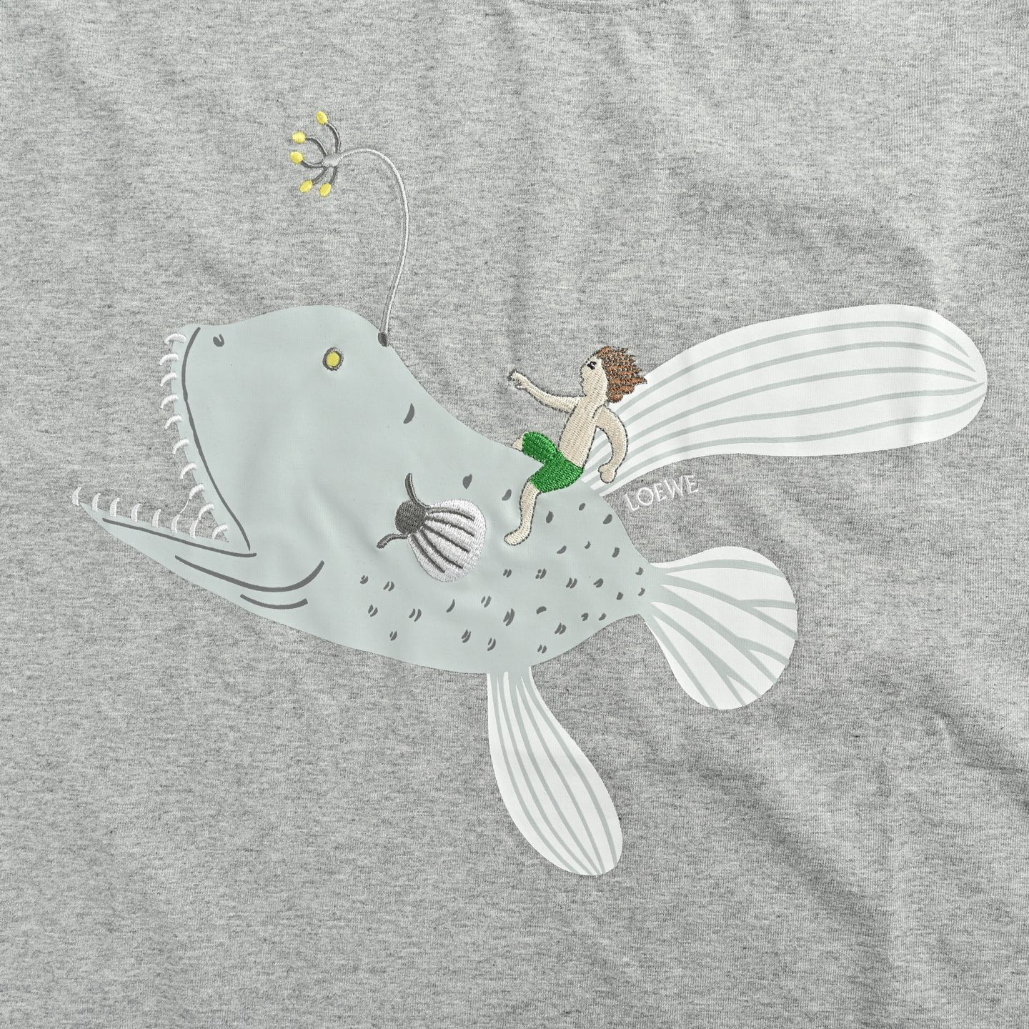 Loewe 25ss whale print embroidered short sleeve