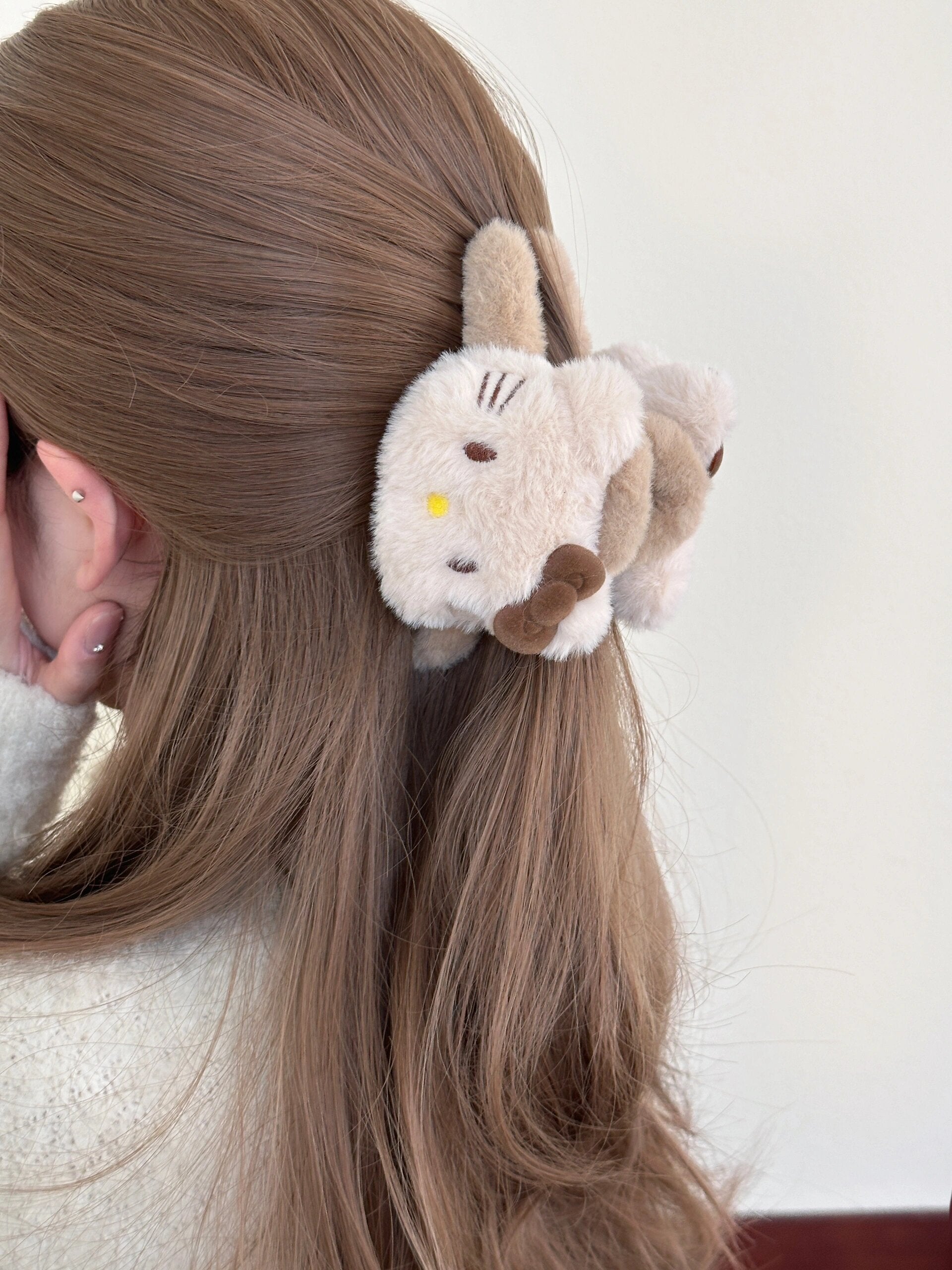 KT Plush Claw Clip for Thick Hair 2 Pcs Rectangular Cute Hair Clips for Women Large Hair Barrettes for Thin Hair Non Slip Hair Jaw Clips Strong Hold for Girls