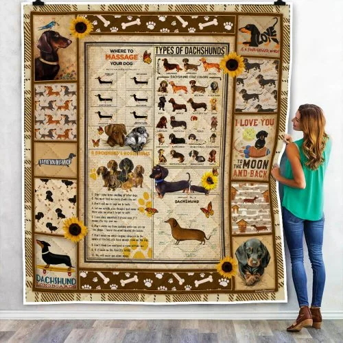 Dachshund Knowledge Quilt Blanket