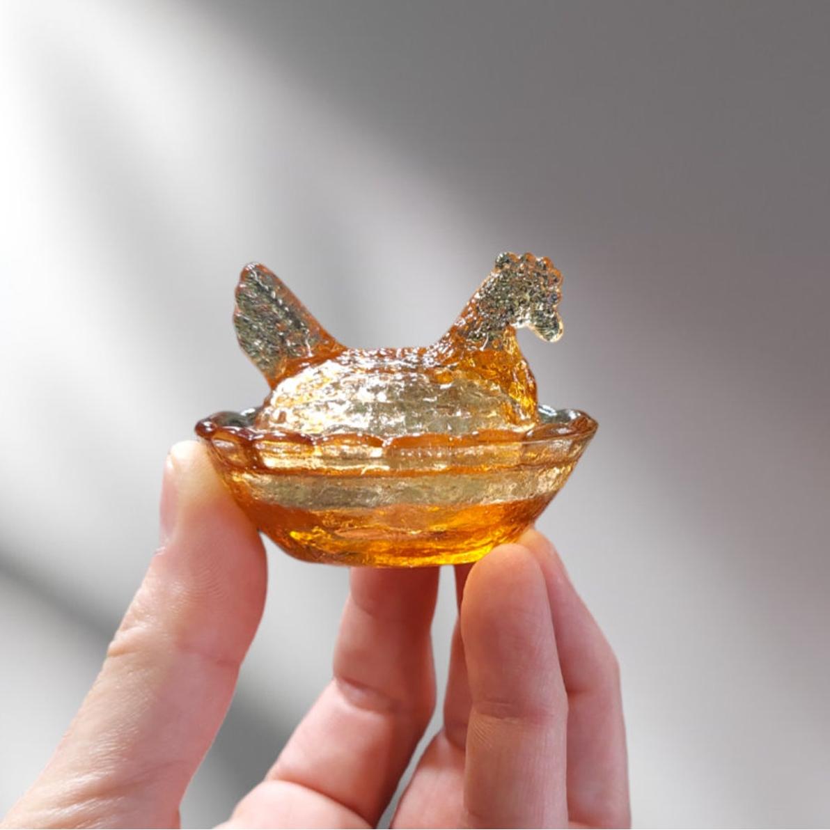 Covered Mini Glass Hens on Nests