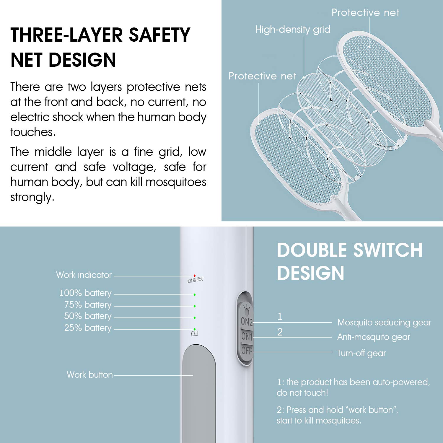 (🔥Last Day Promotion-SAVE 50% OFF)2-in-1 USB rechargeable electric swatter & night mosquito killing lamp-BUY 2 GET 10% OFF & FREE SHIPPING
