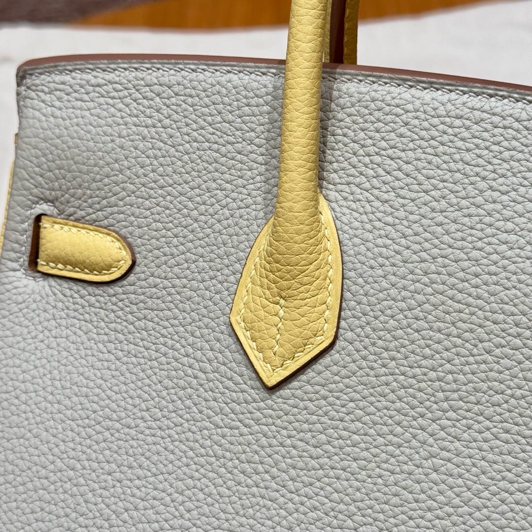 Hermes Birkin 80Gris Perle1ZJaune Poussin Handbag (Handmade to Order)