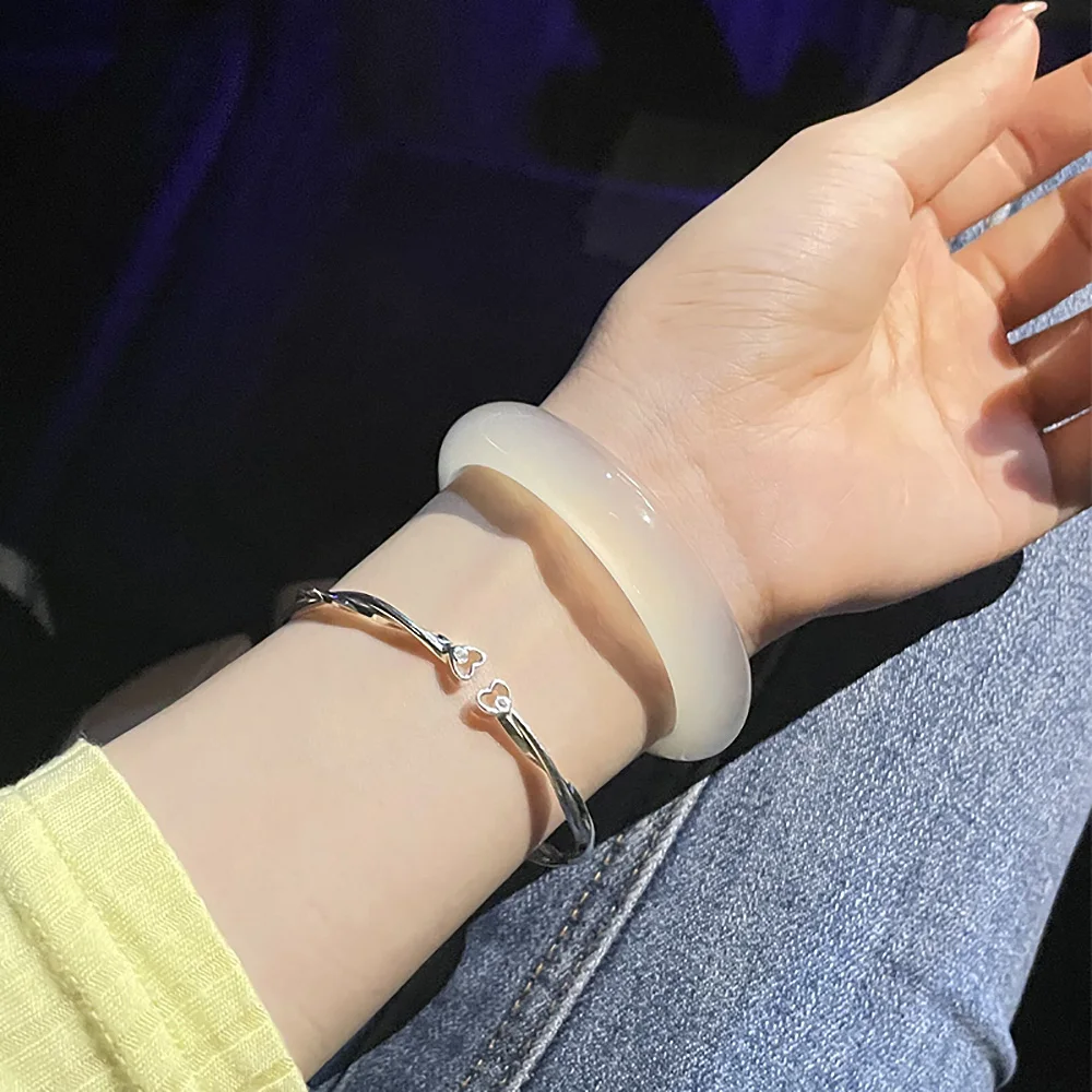 Natural White Jade Bracelet For Women Brazil Charm Jadeite 8mm Round Bangles Fine Jewelry Women's Accessories Free Shipping