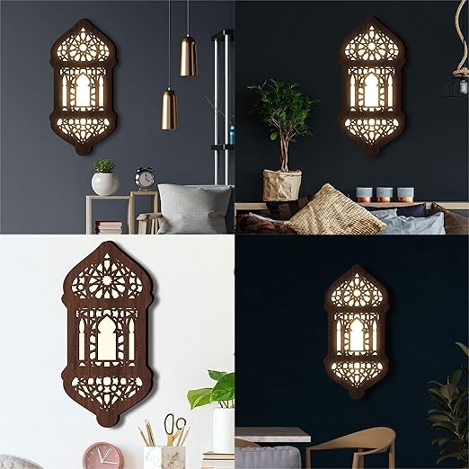 💐💐Dimensional Wooden Ramadan Glow Night Light Decoration Set