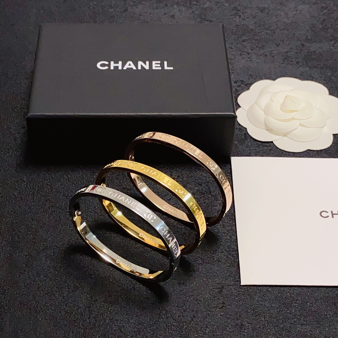 Chanel Medium Engraved Letter Bracelet