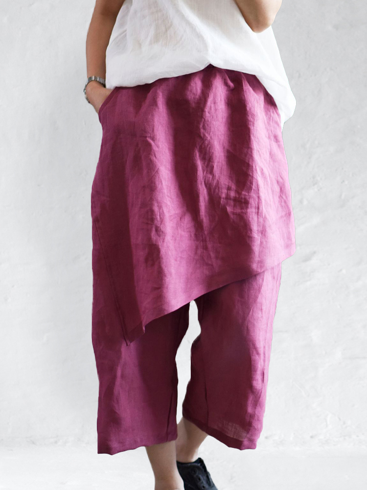 Irregular Apron Patch Wide Leg Pants