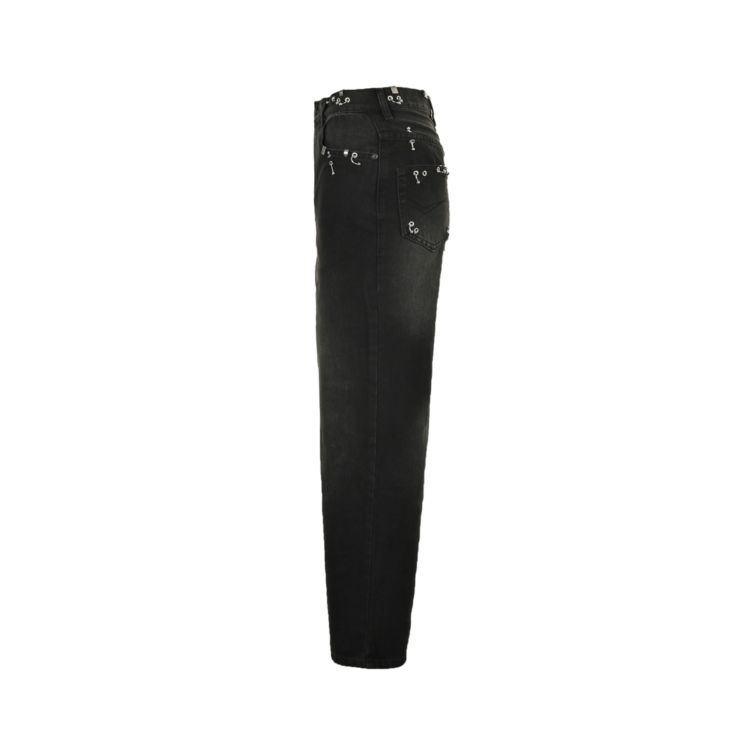 Balenciaga Rivet Piercing Ring Buckle Fire Machine Toe Jeans