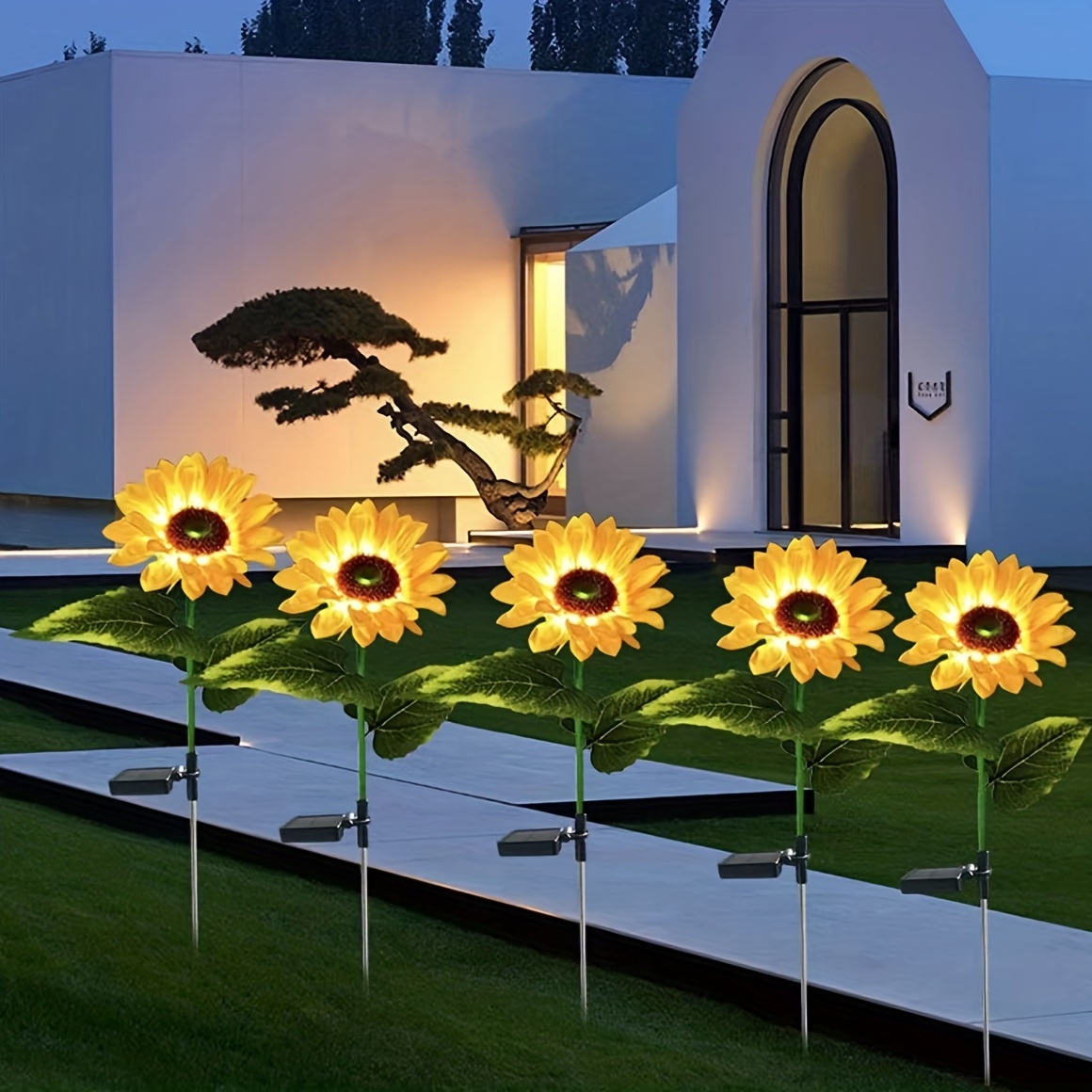 2pcs/4pcs Solar Sunflower Garden Lights With 3pcs/1pc Heads, Outdoor Simulation Flower Solar Lights Ground Plug-in Lights LED Decorative, For Garden, Lawn