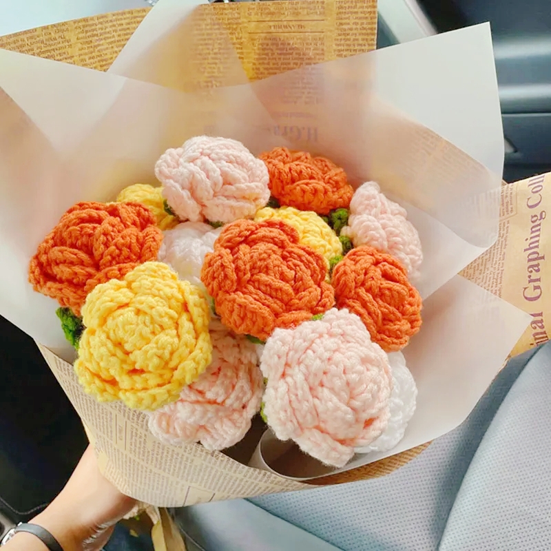🔥Last Day 50% Off🔥Handmade Knitted Rose,Artficial rose faux flowers,Gift For Her,Present Accessories🌹