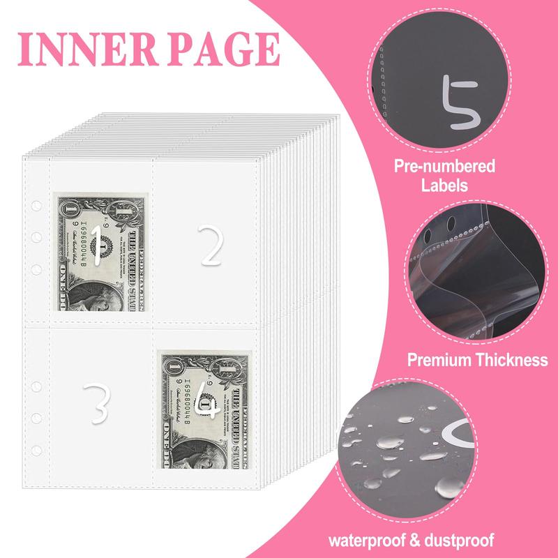 100 Envelope Challenge Binder Set-- A5 Money Saver Budget Binder Book with Cash Envelopes and SAVING CHALLENGE TRACKER