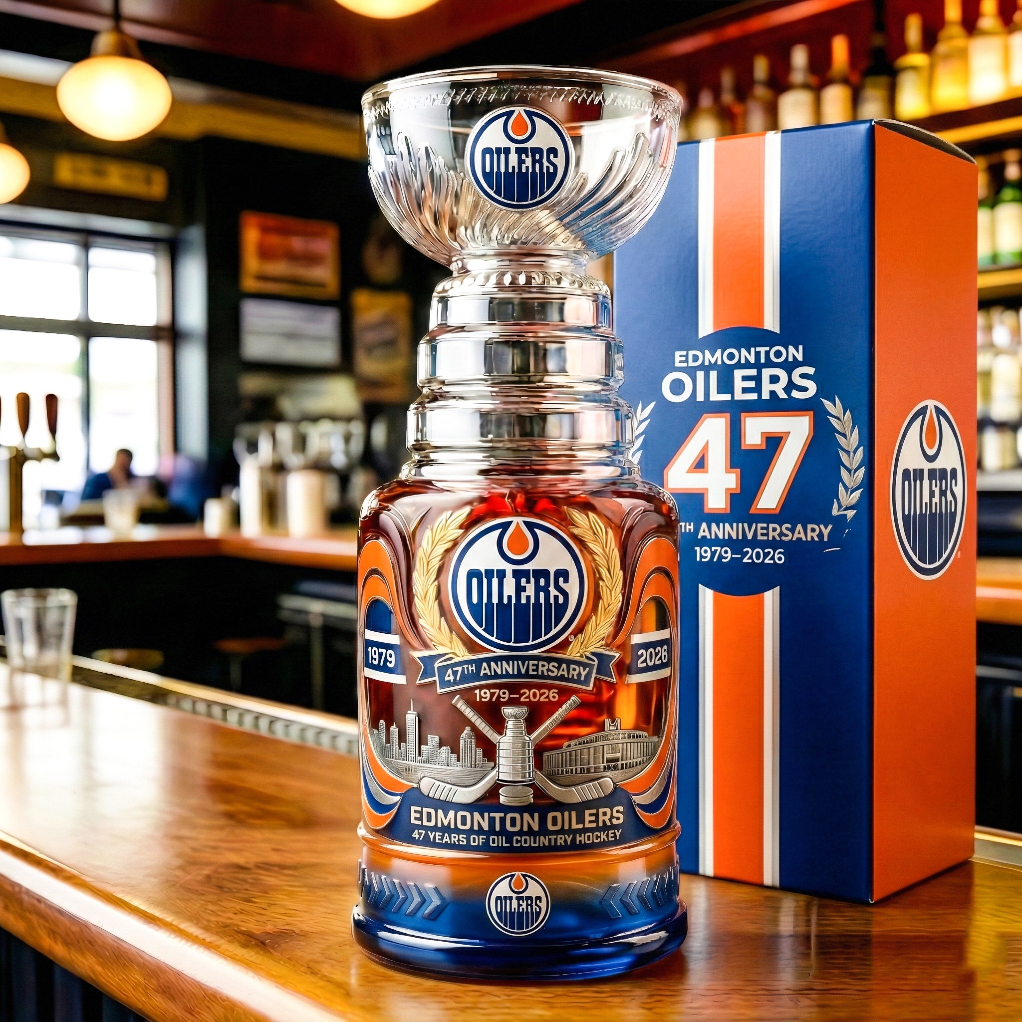 Edmonton Oilers 47th Anniversary Stanley Cup Whiskey Glass
