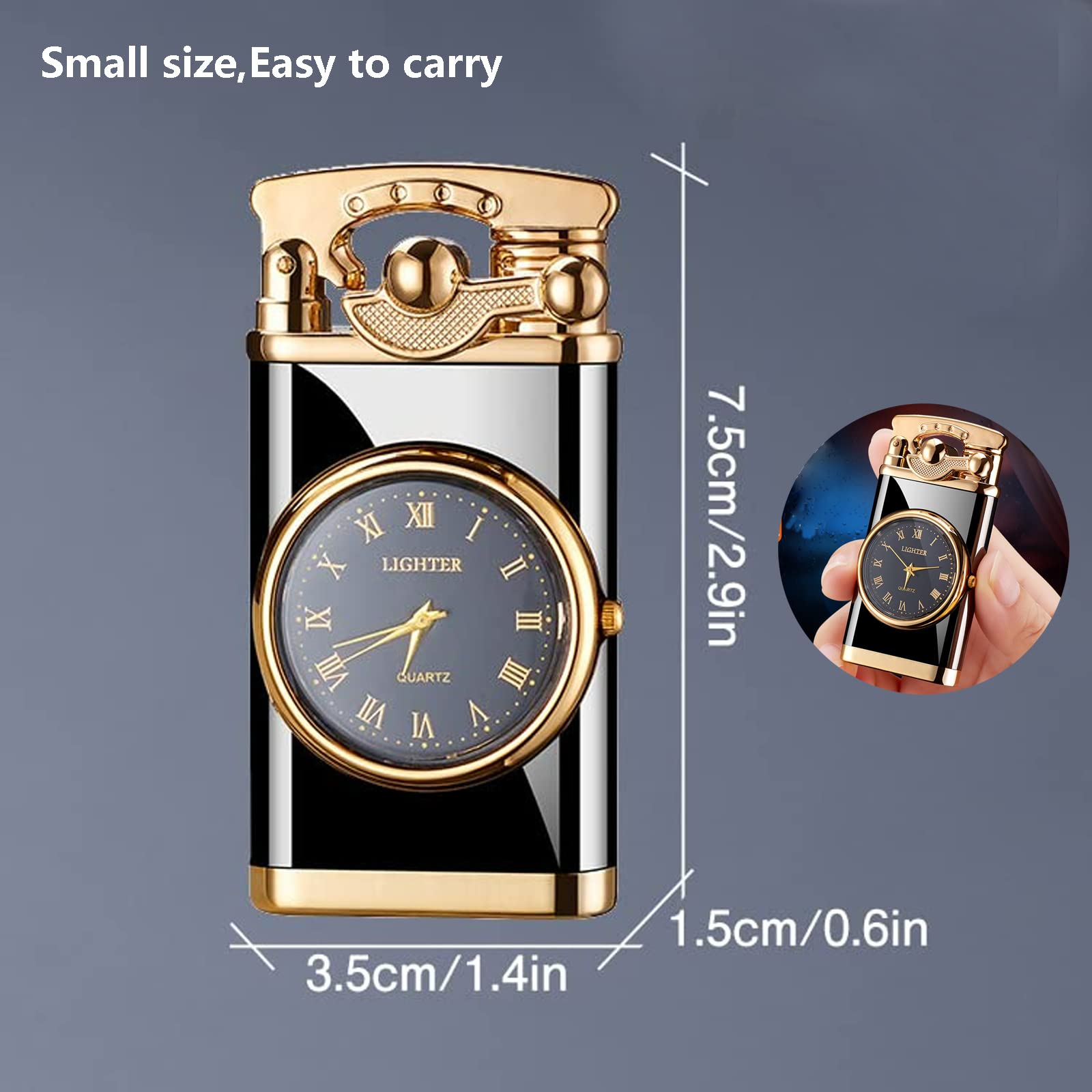 🔥Father's Day Sale-[SAVE 65% OFF]-2 in 1 Lighter with Electronic Watch Creative Dial Rocker Arm Inflatable Windproof Blue Flame Lighter-BUY 2 GET 10% OFF & FREE SHIPPING