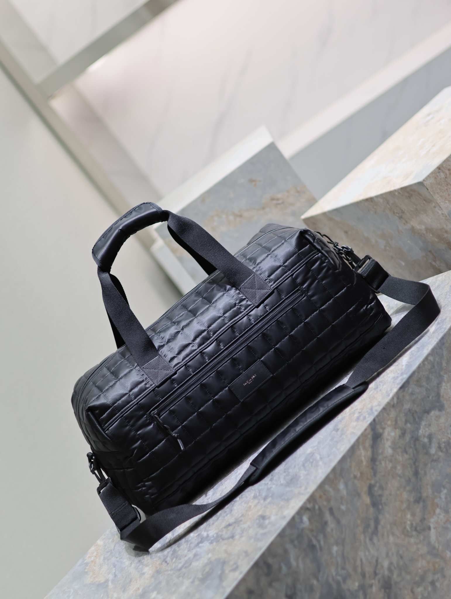 Yves Saint Laurent Plaid Nylon Travel Tote Bag 581374