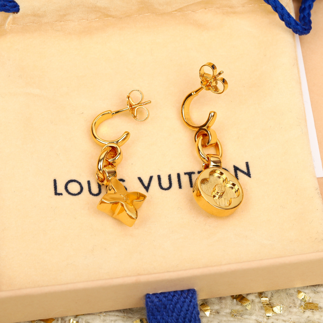 Louis Vuitton four leaf clover earrings