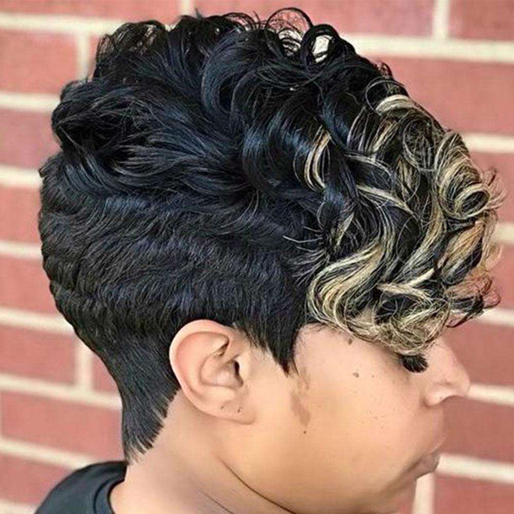 Luna 007 Women Short Layered Curly Hair Wig with Bangs