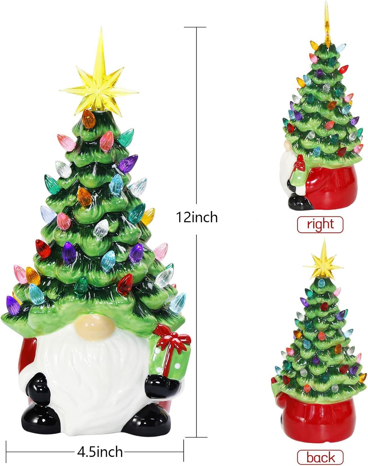 🎅2024 Christmas Promos🔥Lighted Up Gnomes Ceramic Christmas Tree