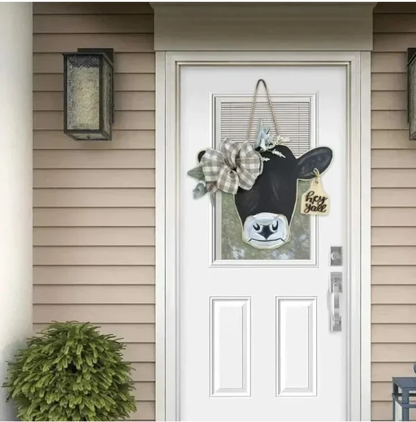 🔥[SAVE 50% OFF]-- Farmhouse Cow Head Welcome Wreath-BUY 2 FREE SHIPPING