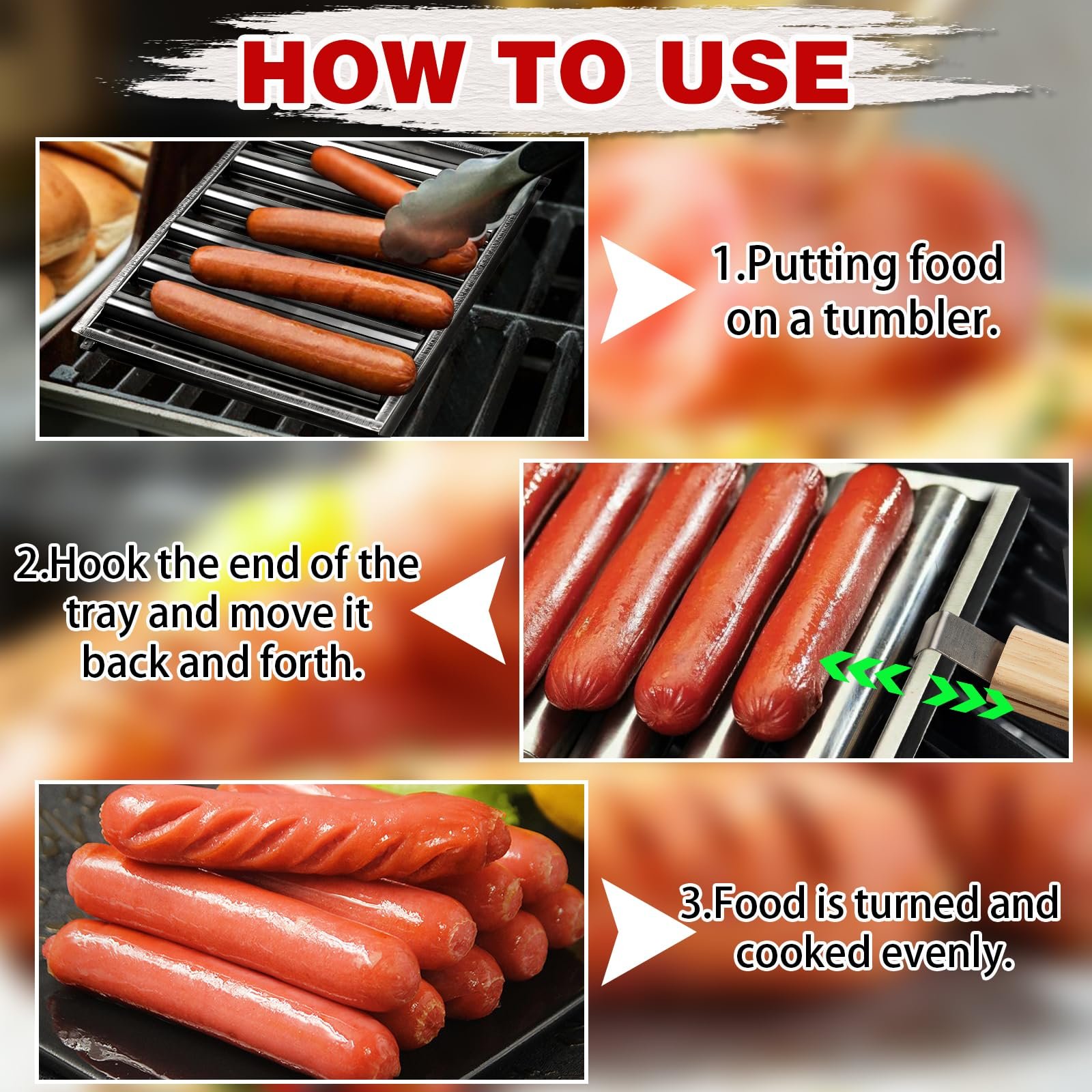 🔥Last Day 50% OFF🔥Hot Dog /Sausage Stainless Steel Rotating Grill