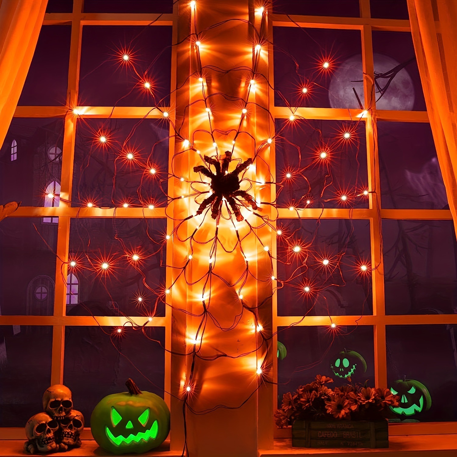 🔥On Sale🔥Halloween Decorations Spider Web Lights