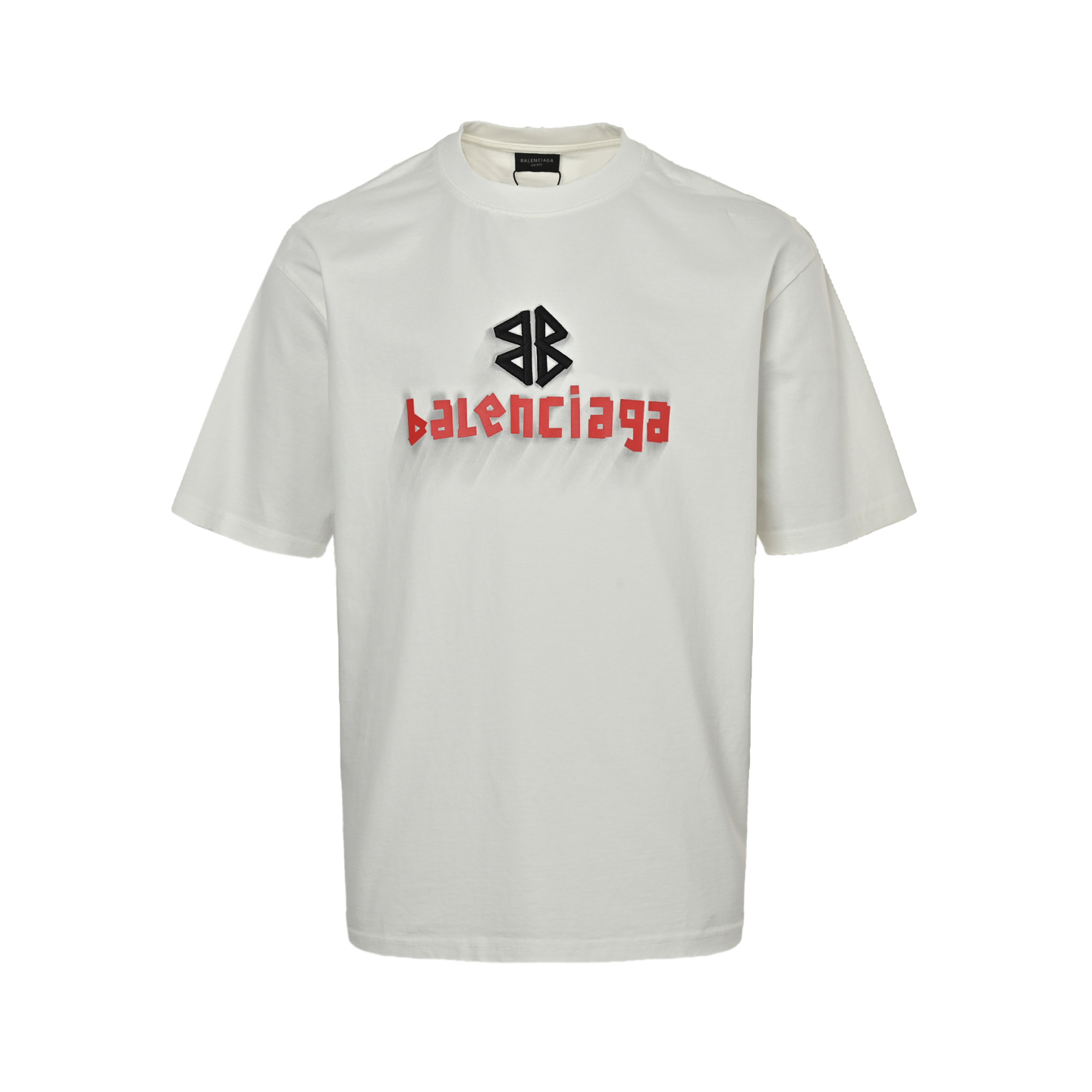 Balenciaga 25ss double B embroidery and 3D inkjet logo ripped short sleeves