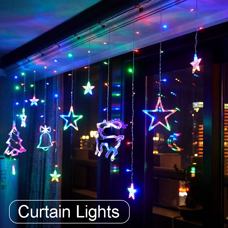 💥ON SALE💥11.5FT Christmas Hanging Lights with Reindeer, Tree & Star Ornaments, Remote Control, Waterproof 🎄✨