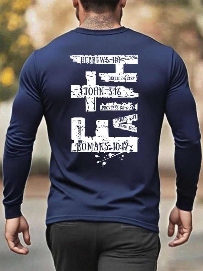 Men's Faith Cross Print Crew Neck T-shirt