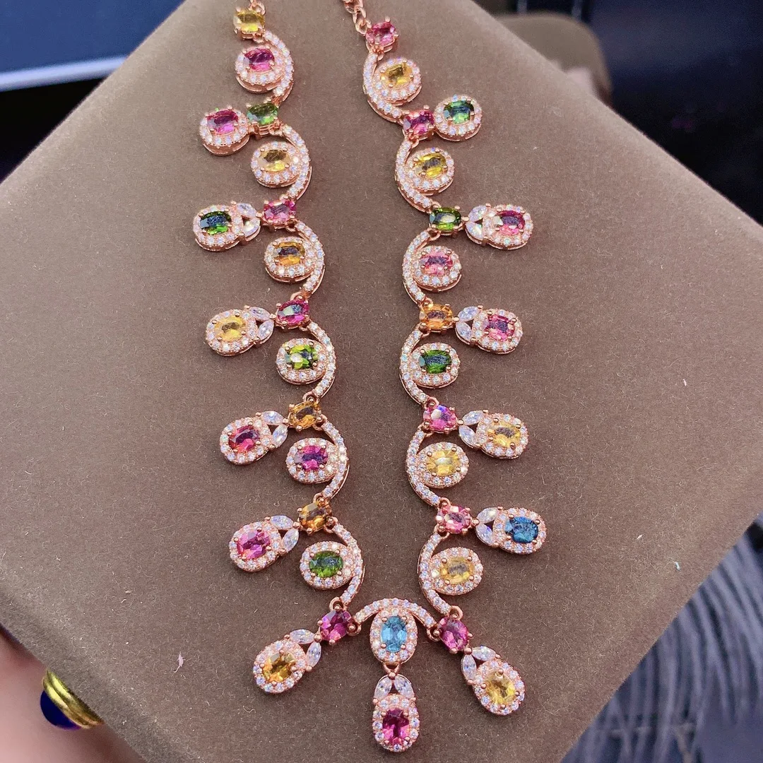 Tourmaline Stone Necklace Women's Silver 925 Jewelry Quality Perfect free delivery women's gem Christmas gift necklace Pendant