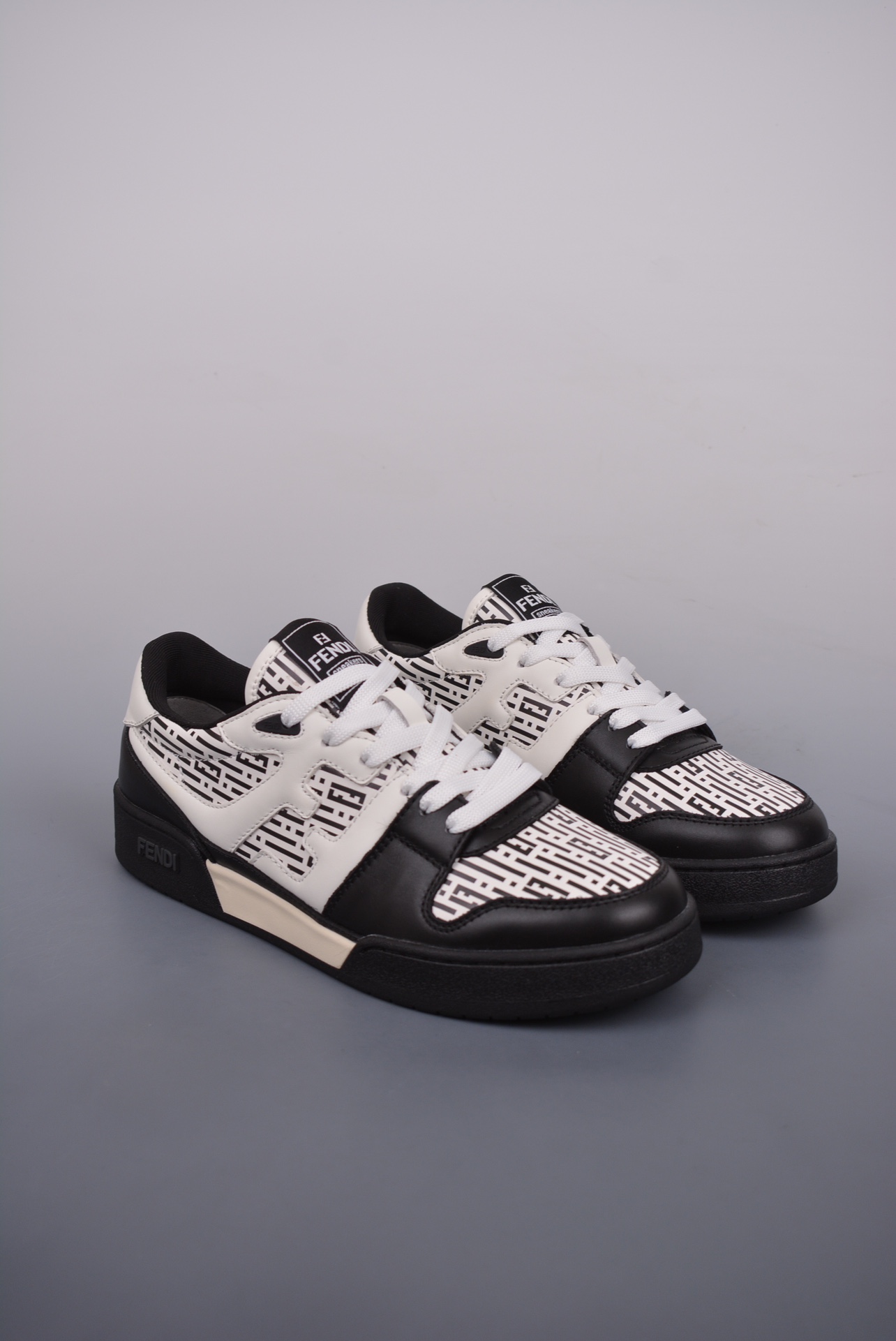 Fendi Match Sneaker Low Velcro black and white FF print 7E1495AQ6GF1MYR